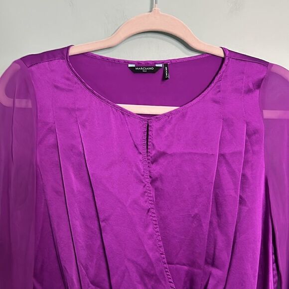 Marciano Silk Blouse Sheer Long Sleeve - Picture 4 of 9